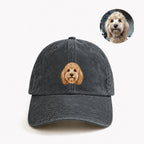 Custom Pet Portrait Embroidered Baseball Cap – Personalized Pet Face Hat with Name