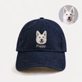 Custom Pet Portrait Embroidered Baseball Cap – Personalized Pet Face Hat with Name