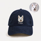 Custom Pet Portrait Embroidered Baseball Cap – Personalized Pet Face Hat with Name