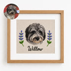 Custom Embroidered Pet Portrait Frame with Personalized Name | Square Pet Embroidery Wall Art