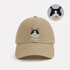 Custom Pet Portrait Embroidered Baseball Cap – Personalized Pet Face Hat with Name