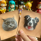 Handmade Leather Pet Portrait Keychain – Custom Dog or Cat Face Charm – A Meaningful Memorial Gift for Pet Lovers
