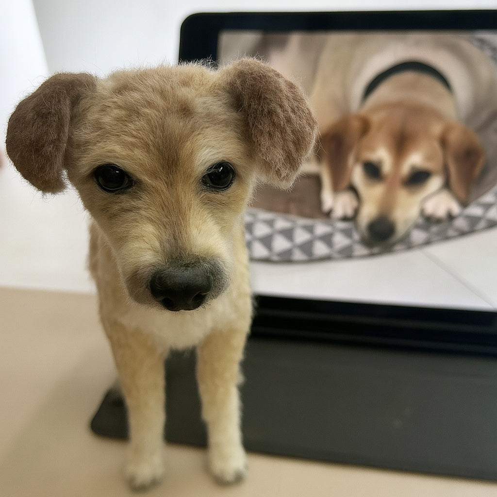 Custom Realistic Pet Clone – Handcrafted 3D Twist-Wool Sculpture (20cm/8inch Nose-to-Butt)