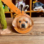 Handmade Leather Pet Portrait Keychain – Custom Dog or Cat Face Charm – A Meaningful Memorial Gift for Pet Lovers