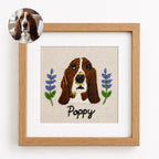 Custom Embroidered Pet Portrait Frame with Personalized Name | Square Pet Embroidery Wall Art