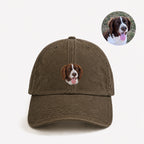 Custom Pet Portrait Embroidered Baseball Cap – Personalized Pet Face Hat with Name
