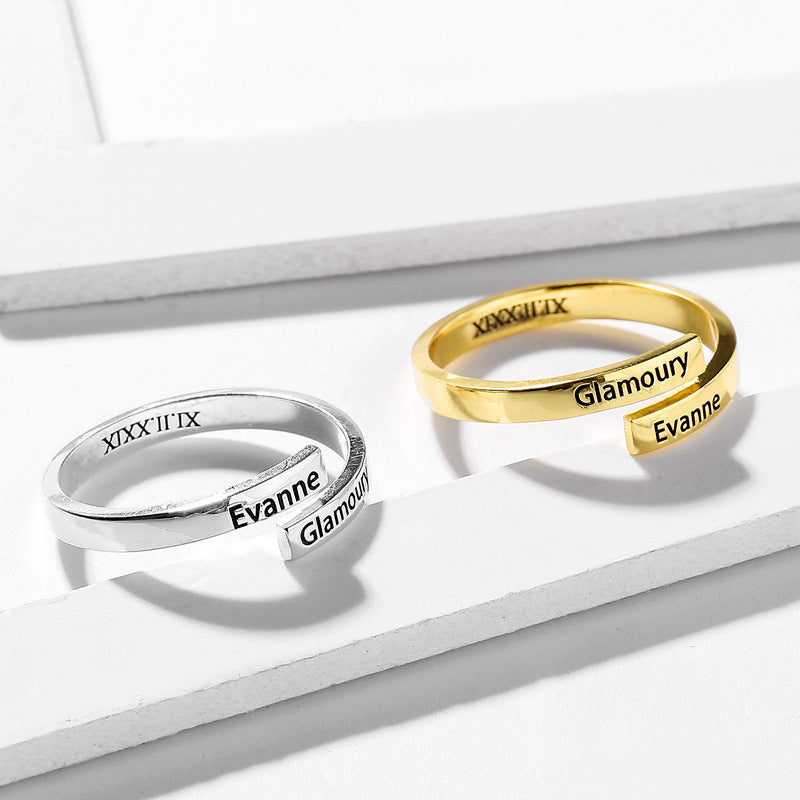 Wrap name ring in sterling silver